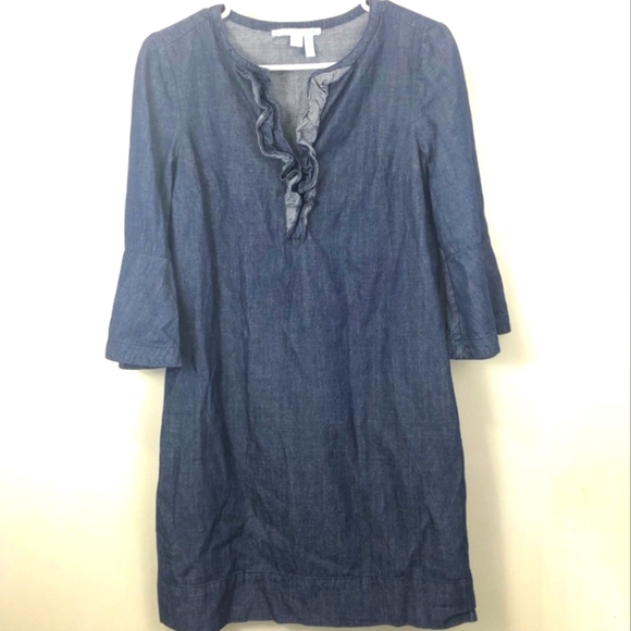 Draper James Chambray Ruffle Bell Sleeves Shift Dress - Picture 7 of 9